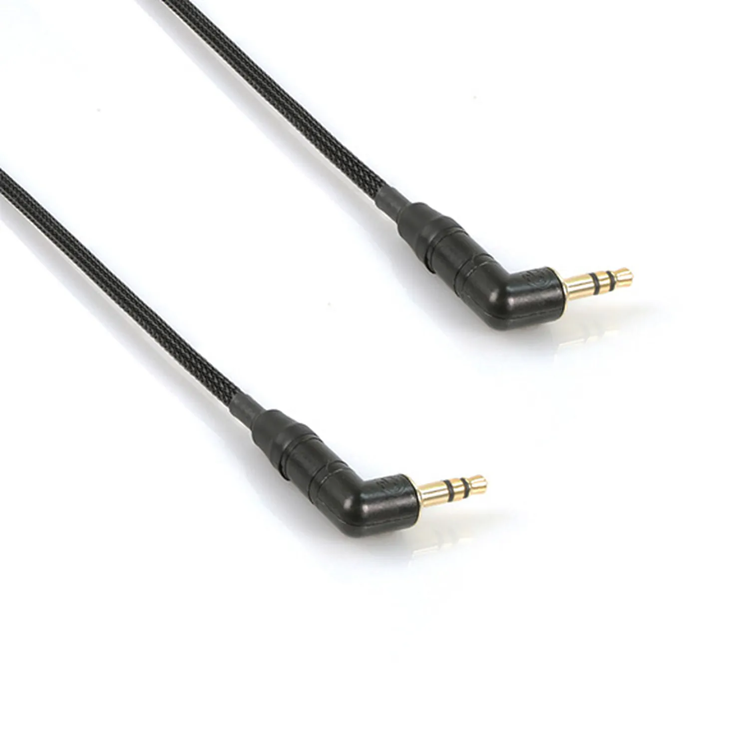 Remote Audio CA1/8LPAD Stereo Jumper Cable with 40 dB Line to Mic Pad: The two right-angle 3.5 mm TRS plugs.