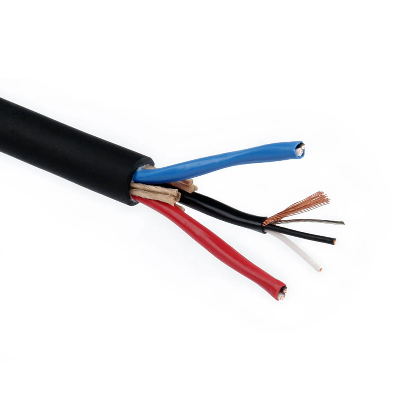 Remote Audio CA3PS26 Bulk 3-Pair Cable for Breakaways and Snakes: The cable's three colored pairs and spiral shield.