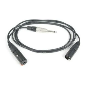Remote Audio CAAVCIV Aviation Intercom Adapter: The adapter with its 1/4 in TS plug, 1/4 in TS jack, and XLR3M.