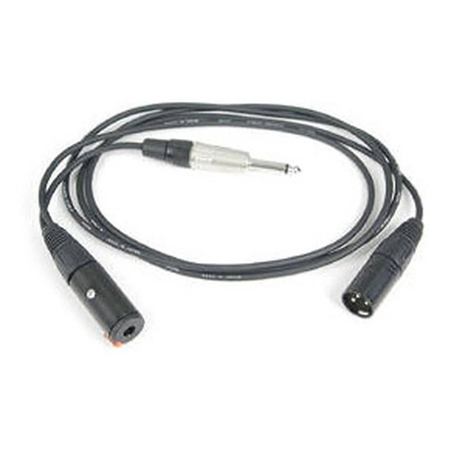 Remote Audio CAAVCIV Aviation Intercom Adapter: The adapter with its 1/4 in TS plug, 1/4 in TS jack, and XLR3M.