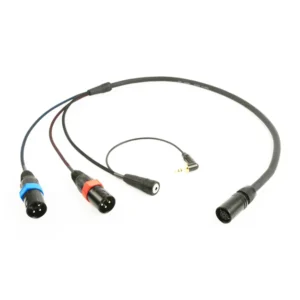 Remote Audio CABETACCOTC ENG Breakaway Camera End with Timecode: The camera end with its two XLR3M and 3.5mm return leads.