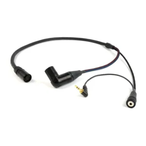 Remote Audio CABETACCOX5M Breakaway Camera End for ARRI Alexa: The camera end with its right-angle XLR5M and 3.5 mm leads.