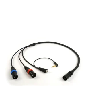 Remote Audio CABETACCO ENG Breakaway Standard Camera End: The camera end with its Neutricon, two XLR3M, and 3.5 mm leads.