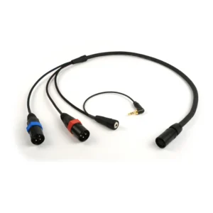 Remote Audio CABETACCO ENG Breakaway Standard Camera End: The camera end with its Neutricon, two XLR3M, and 3.5 mm leads.