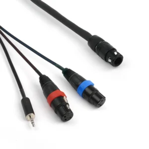 Remote Audio CABETAMIXFP33 Breakaway Mixer End for Shure FP33: The mixer end with its two XLR3F, 3.5 mm plug, and Neutricon.