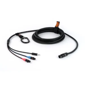 Remote Audio CABETAMIXSD7 Breakaway for Sound Devices 7 Series: The mixer end with its TA3F plugs, 3.5 mm plug, and Neutricon.