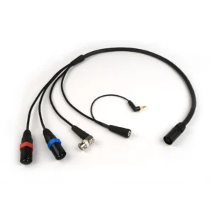 Remote Audio CABETASD552 Breakaway with Timecode for Sound Devices 552: The camera end's XLR3M, BNC, and 3.5 mm leads.