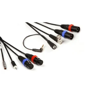 Remote Audio CABETASD633 Timecode Breakaway for Sound Devices 633: CABETASD633 ends: XLRs, BNC timecode plug, 3.5 mm return, and Lemo.