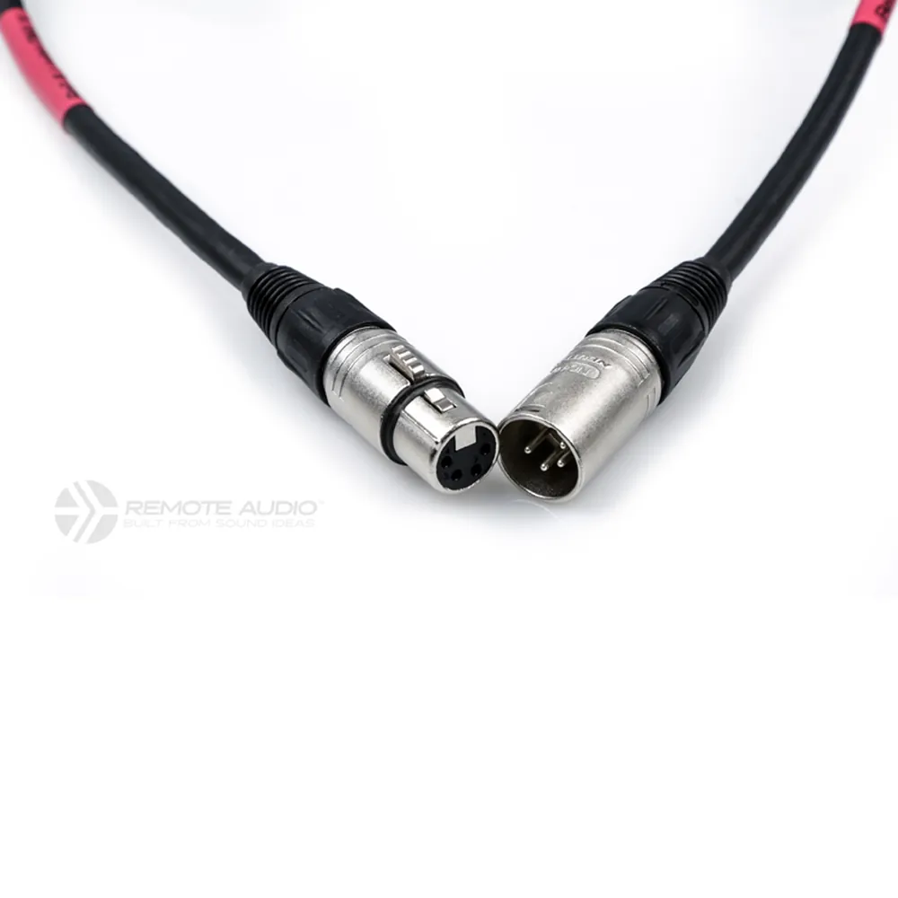 Remote Audio CABLX4PH100 Bell and Light Power Flex Cable (100 ft): The XLR4F and XLR4M side by side.