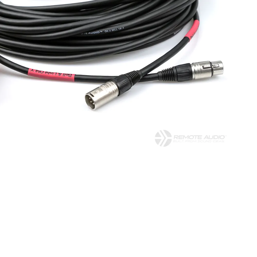 Remote Audio CABLX4PH100 Bell and Light Power Flex Cable (100 ft): The connectors and red markers by the coil.