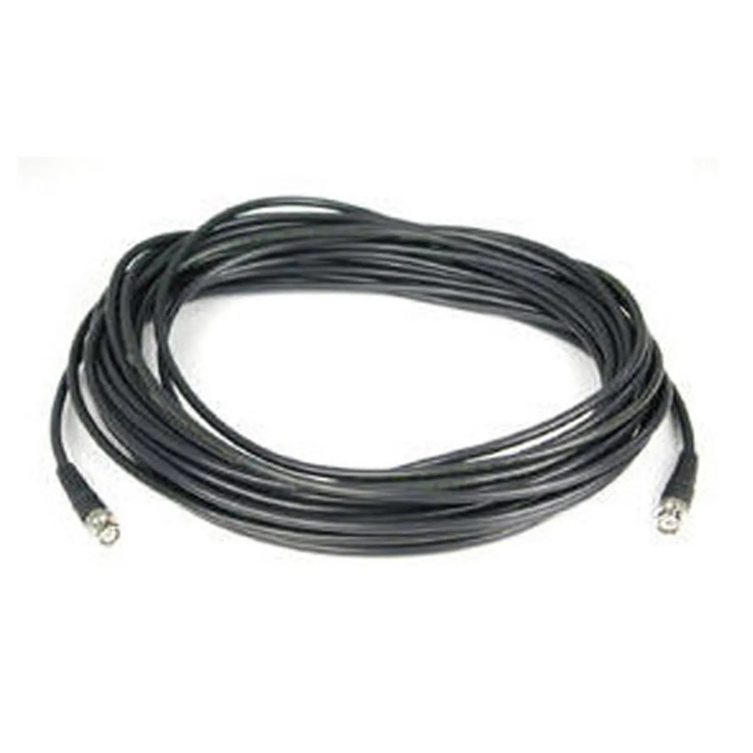Remote Audio CABNCVID100 BNC Video Cable Canare LV-61S (100 ft): A coiled black BNC video cable with BNC plugs at both ends.