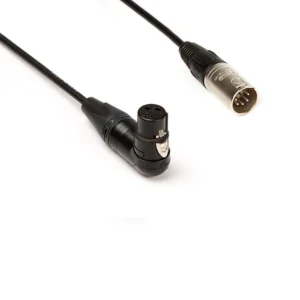 Remote Audio CAHDX3/5MR Balanced Adapter XLR3F to XLR5M: The cable with its right-angle XLR3F and XLR5M.