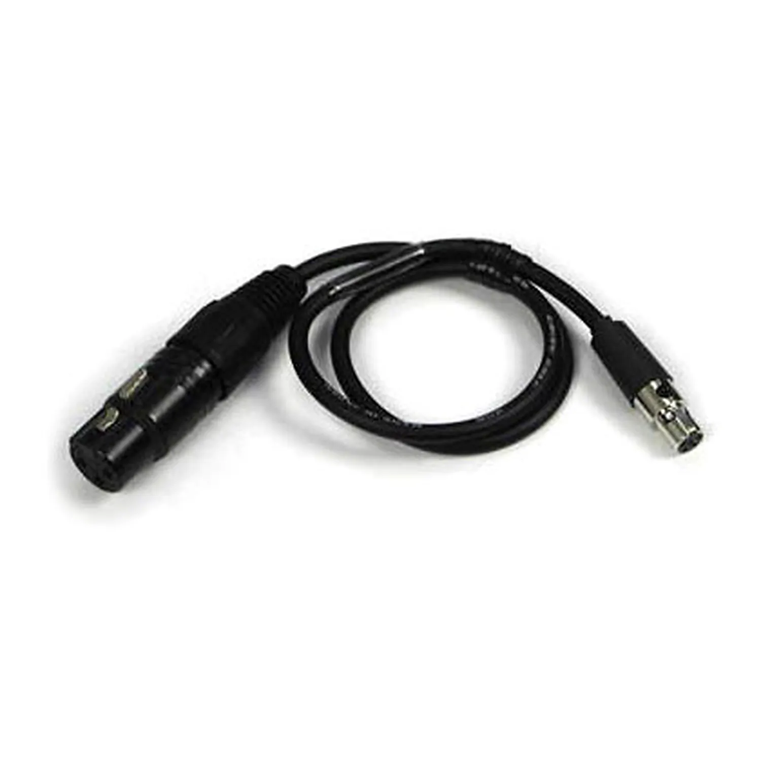 Remote Audio CALECXL3/5L Unbalanced Line Level Adapter XLR3F to TA5F: The XLR3F connector and the TA5F connector on the 18 in cable.