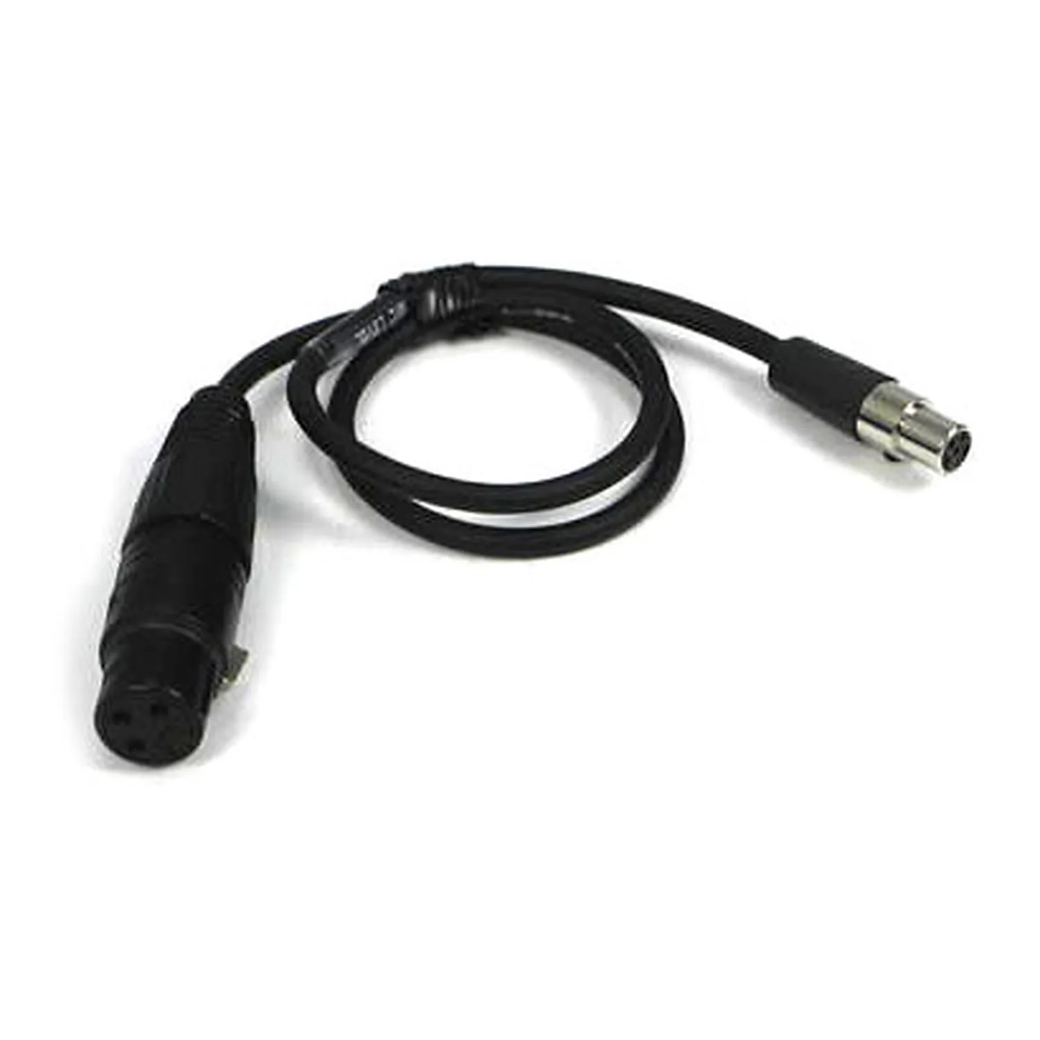 Remote Audio CALECXL3/5M Unbalanced Mic Level Adapter XLR3F to TA5F: The cable with its XLR3F and TA5F.