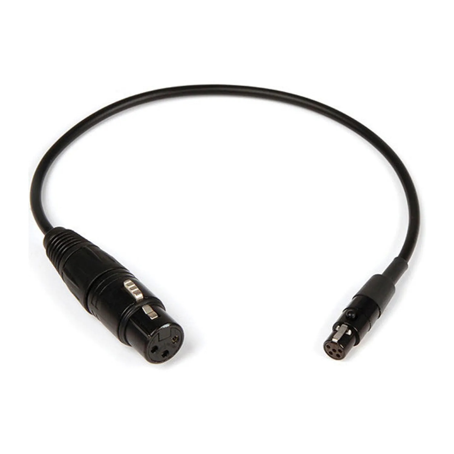 Remote Audio CALECXM12 Unbalanced Mic Level Adapter XLR3F to TA5F: The cable with its XLR3F and TA5F.