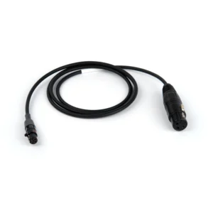 Remote Audio CALECXM Unbalanced Mic Level Adapter XLR3F to TA5F (4 ft): The cable with its TA5F and XLR3F.