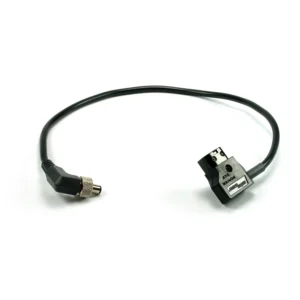 Remote Audio CALEPWRBLOCKTAP D-Tap to Lectrosonics LZR Power Cable: The cable with its D-Tap plug and locking coaxial plug.