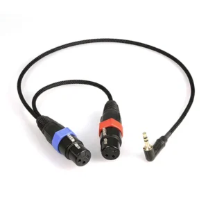 Remote Audio CAMCXYD Breakout Cable for Stereo Mini-Cam Inputs: The whole breakout from XLR3F leads to 3.5 mm plug.