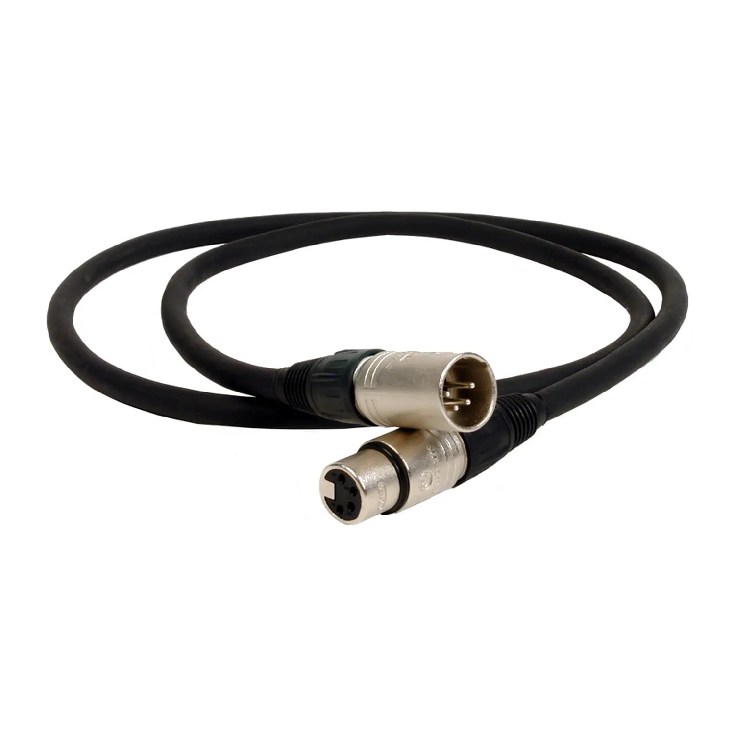 Remote Audio CAPWRX41MHD Powerflex DC Power Cable XLR4M to XLR4F: The cable with its XLR4M and XLR4F.