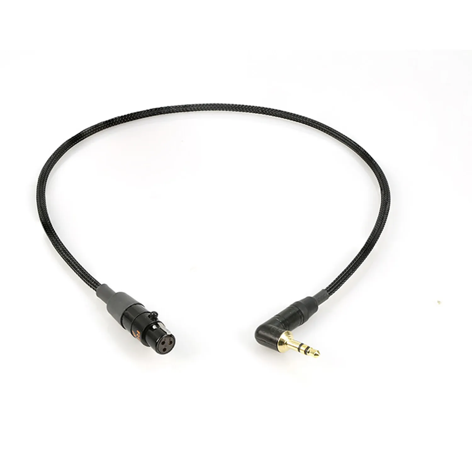 Remote Audio CASDTD Adapter Cable for Tape/Mix Out TA3F to 3.5mm: The cable with its TA3F and right-angle 3.5 mm TRS plug.