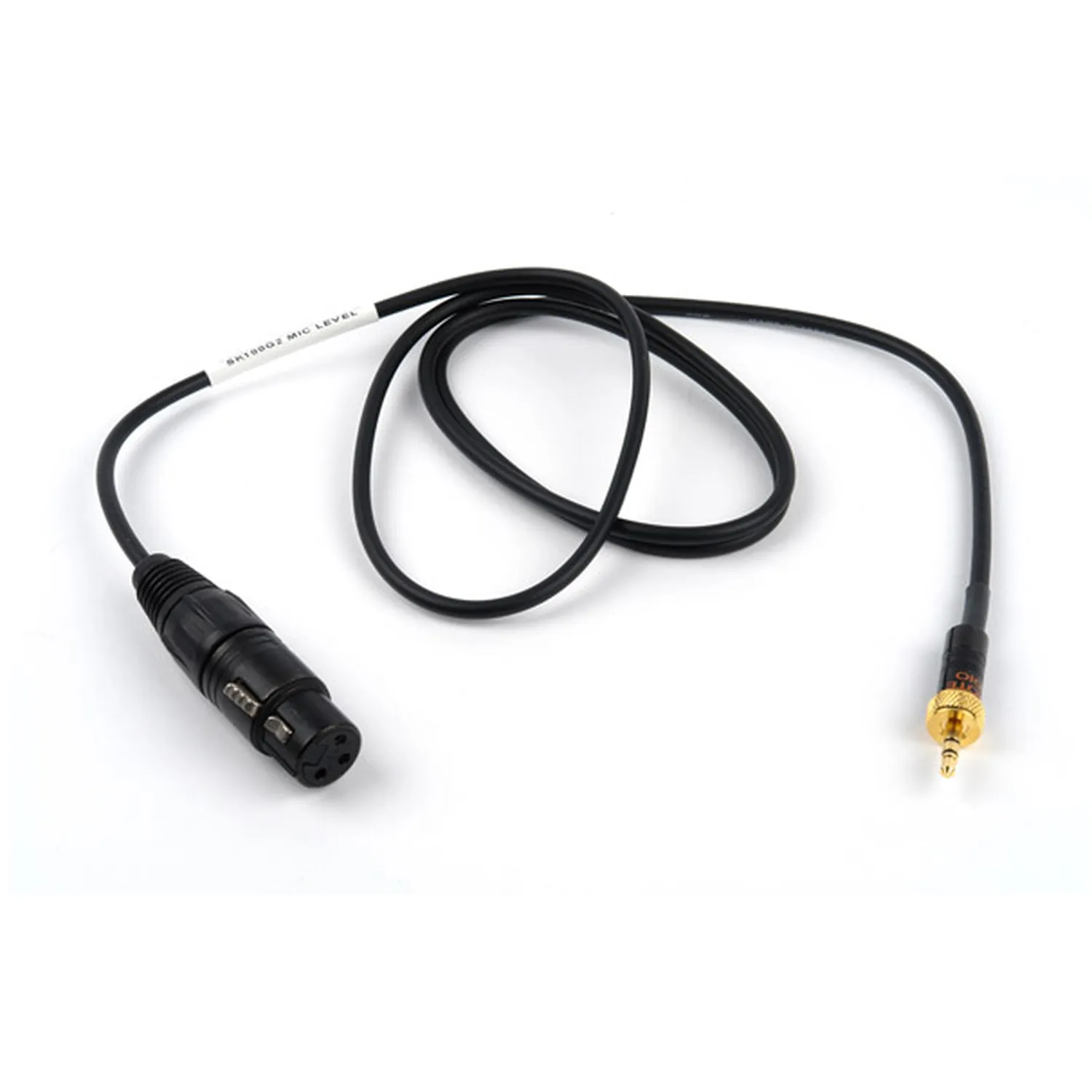 Remote Audio CASENSK100XM24 Mic Level Cable for Sennheiser Wireless: The cable with its XLR3F and 3.5 mm locking plug.