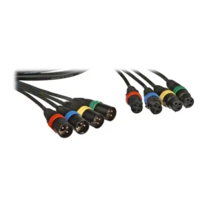 Remote Audio CASNSQ4PXL25 Balanced 4-Channel XLR Snake: The snake's color-coded XLR3M and XLR3F fans.
