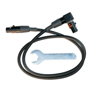Remote Audio CAT3FRT3F24 Jumper Cable TA3F RA to TA3F (2 ft): The whole cable from TA3F to right-angle TA3F, with a wrench.