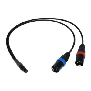 Remote Audio CAT5F2X3M18 Balanced Stereo Breakout TA5F to (2) XLR3M: The breakout with its TA5F and two XLR3M plugs.