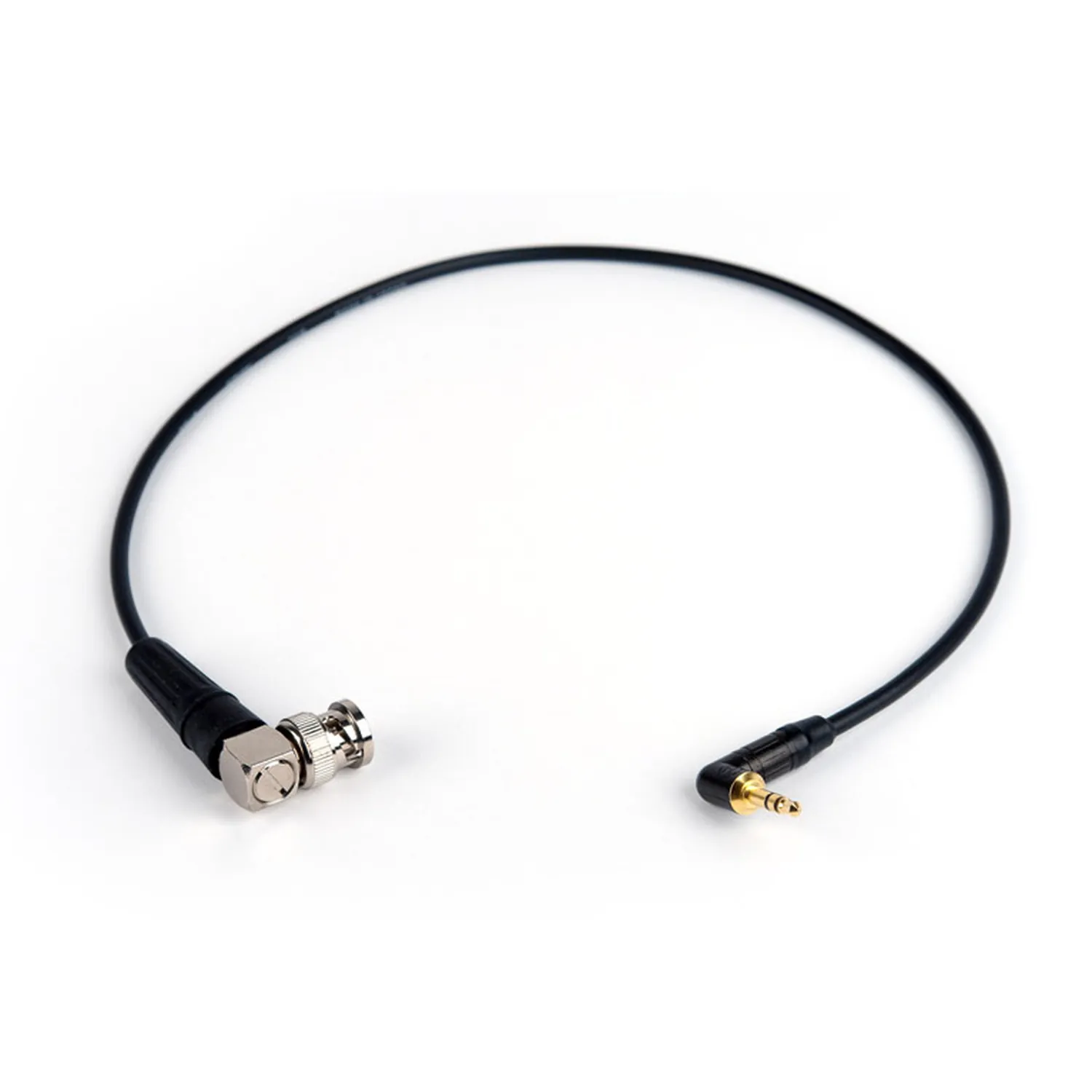 Remote Audio CATC1/8BNC Timecode Adapter Cable 3.5mm to BNC: The full 18 in cable with its right-angle 3.5 mm and BNC plugs.