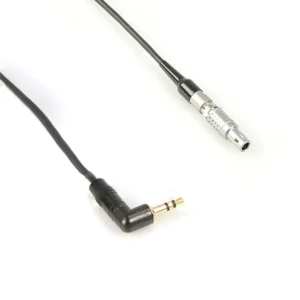 Remote Audio CATC1/8L4M Timecode Adapter Cable 3.5mm to 4-Pin Lemo: The cable with its right-angle 3.5 mm plug and 4-pin Lemo.