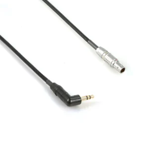 Remote Audio CATC1/8L5M Timecode Adapter Cable 3.5mm to 5-Pin Lemo: The right-angle 3.5 mm plug and the 5-pin Lemo-style plug.