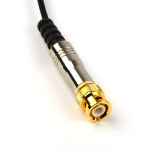 Remote Audio CATCiPBNC Timecode Input Cable for iPad and iPhone: The gold BNC plug up close.