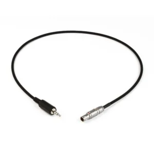 Remote Audio CATCiPL Timecode Input Cable for iPad and iPhone: The 2 ft cable with its 5-pin Lemo-style plug and 3.5 mm TRRS plug.