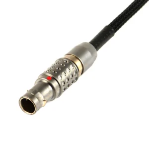 Remote Audio CATCiPL Timecode Input Cable for iPad and iPhone: The 5-pin Lemo-style plug up close.