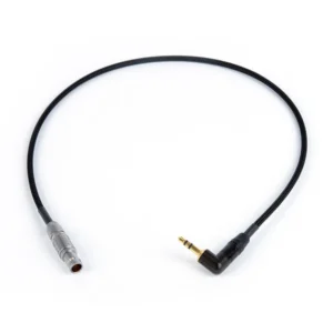 Remote Audio CATCLEMO1/8 Timecode Adapter Cable 5-Pin Lemo to 3.5mm: The cable with its 5-pin Lemo-style plug and right-angle 3.5 mm plug.