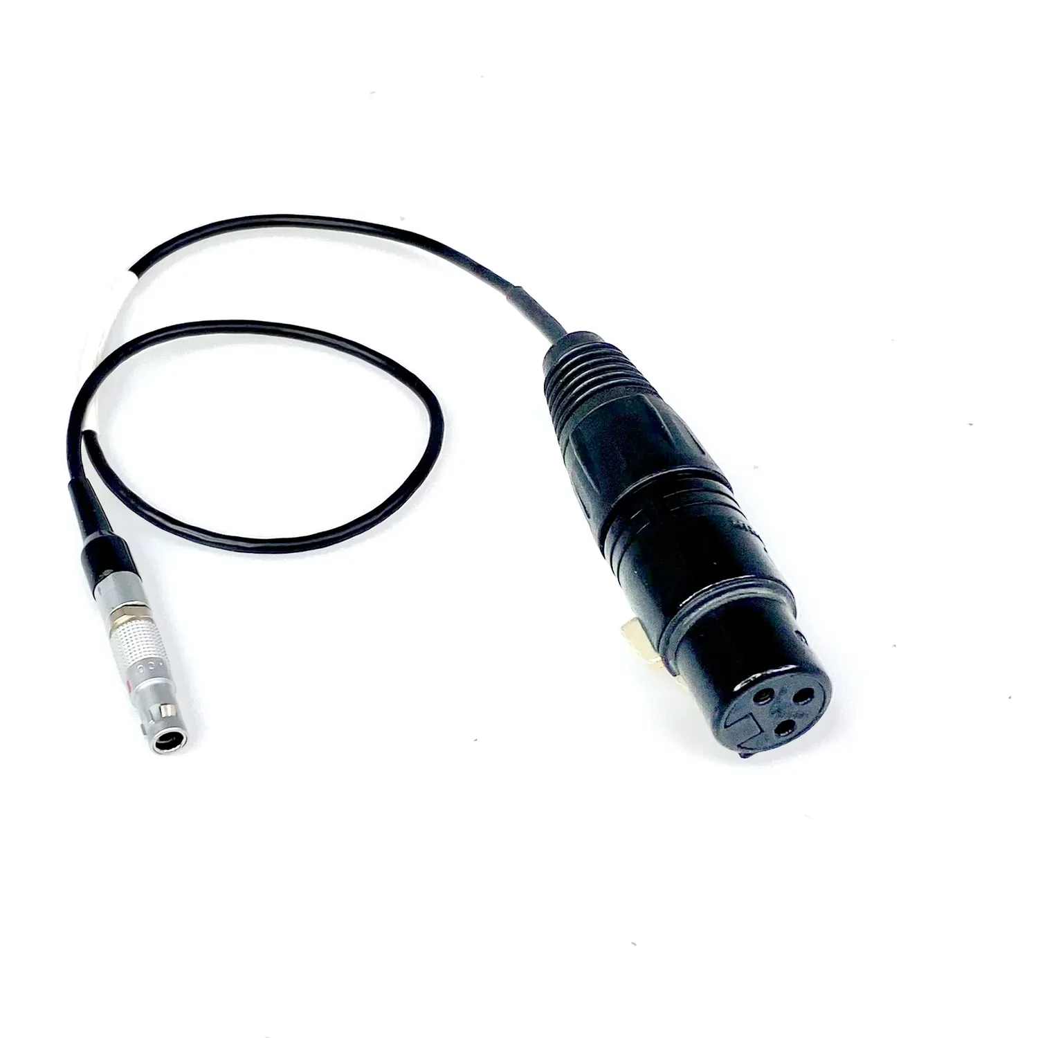 Remote Audio CAX3FL3M12PAD 40 dB Pad Cable XLR3F to 3-Pin Lemo M: The cable with its XLR3F and 3-pin Lemo plug.