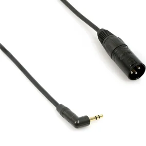 Remote Audio CAX3M1/8MSD Unbalanced Adapter 3.5mm RA to XLR3M: The right-angle 3.5 mm TS plug and the XLR3M plug.
