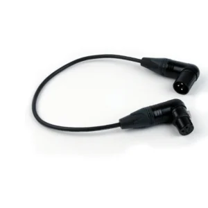 Remote Audio CAXJ12RTMF Balanced Jumper XLR3F RA to XLR3M RA: The 12 in jumper with its right-angle XLR3F and XLR3M.