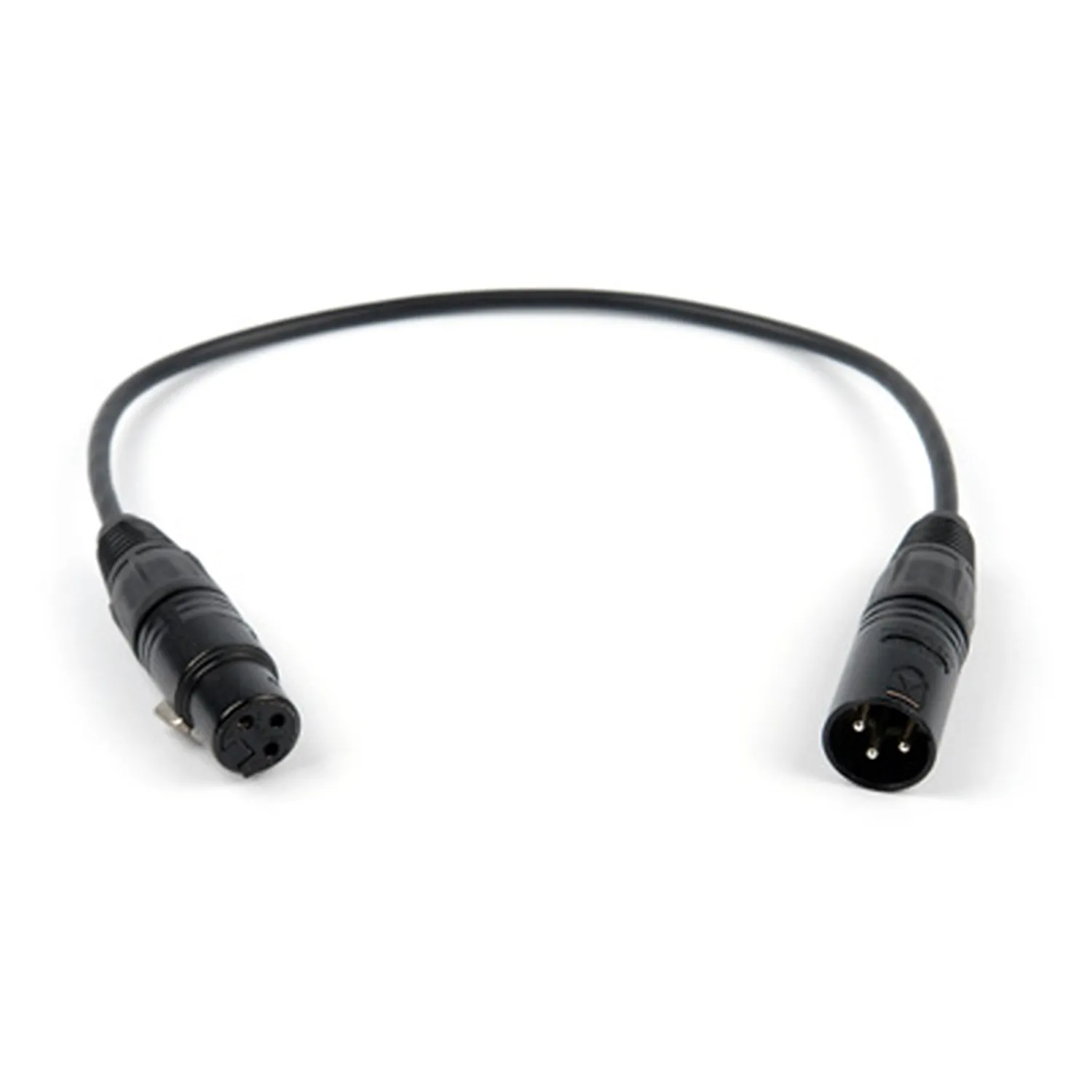 Remote Audio CAXJ12S Balanced Jumper Cable XLR3F to XLR3M (12 in): The 12 in jumper with its XLR3F and XLR3M.