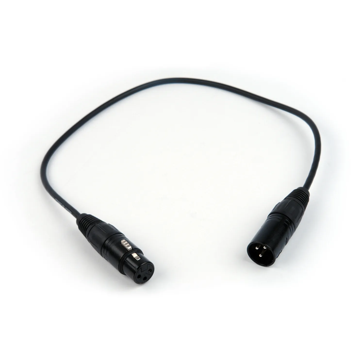 Remote Audio CAXJ18 Balanced Jumper Cable XLR3F to XLR3M (18 in): The jumper with its XLR3F and XLR3M.