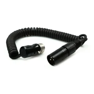 Remote Audio CAXJCOIL2LPF Coiled Jumper Low-Profile XLR3F to XLR3M: The coiled jumper from the XLR3M end.