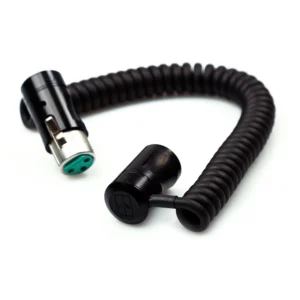 Remote Audio CAXJCOIL2LPMF Low-Profile Coiled Jumper XLR3F to XLR3M: The coiled jumper with its low-profile XLR3F and XLR3M.