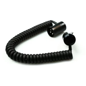 Remote Audio CAXJCOIL2LPMF Low-Profile Coiled Jumper XLR3F to XLR3M: The coiled jumper from the XLR3M end.