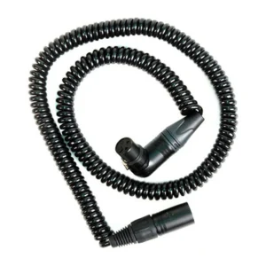 Remote Audio CAXJCOIL Balanced Coiled Jumper XLR3F RA to XLR3M: Coiled jumper with its right-angle XLR3F and XLR3M.