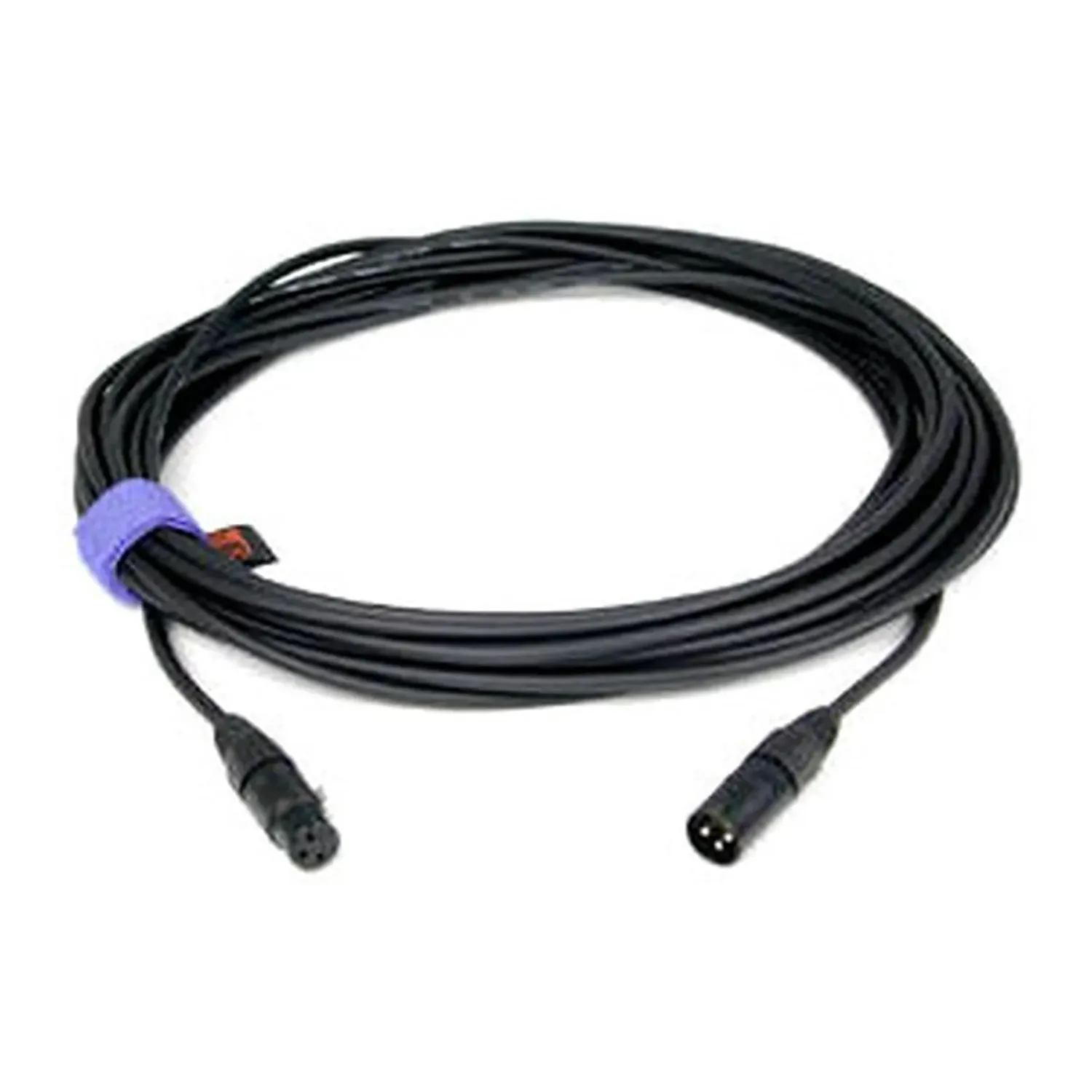 Remote Audio CAXLRQN100 Balanced Mic Cable XLR3F to XLR3M (100 ft): The coiled cable with its XLR3F and XLR3M connectors.