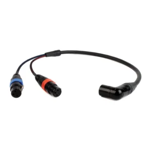 Remote Audio CAXSTEX5MR Stereo Breakout Cable for ARRI Alexa: The breakout with its two XLR3F and right-angle XLR5M.
