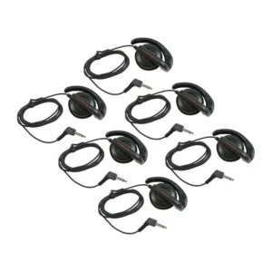 Remote Audio Ear Bud Earphone with Swivel Hook (6-Pack): Six Ear Bud earphones with swivel hooks.