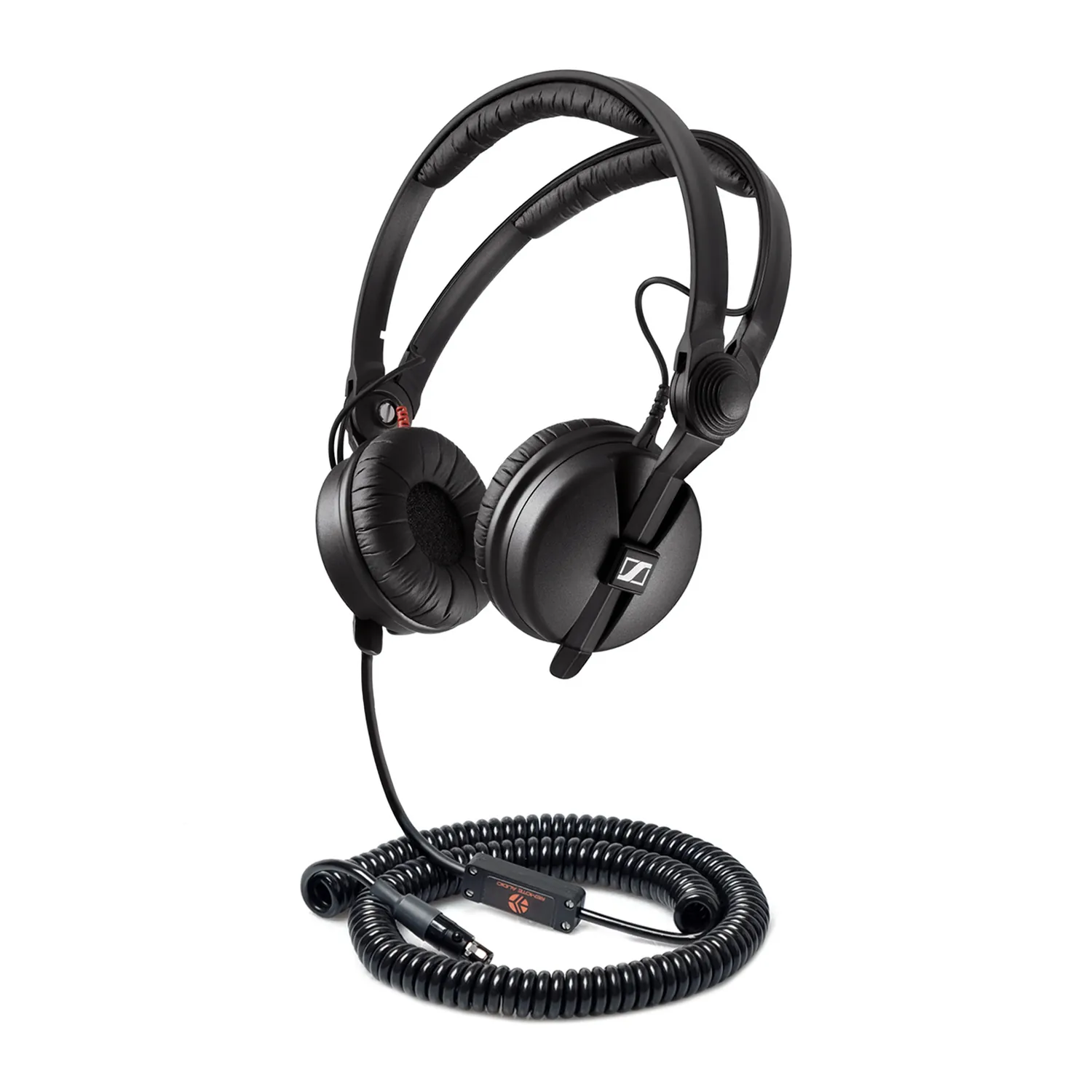 Remote Audio Universal Headsets: the Sennheiser HD 25 version, a lighter on-ear headset, with the in-cable mic on its coiled cable.