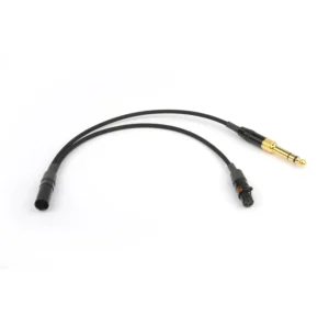 Remote Audio HSAD664 Headset Breakout Cable for Sound Devices 664: The breakout with its TA5M, TA3F, and 3.5 mm plug with 1/4 in adapter.