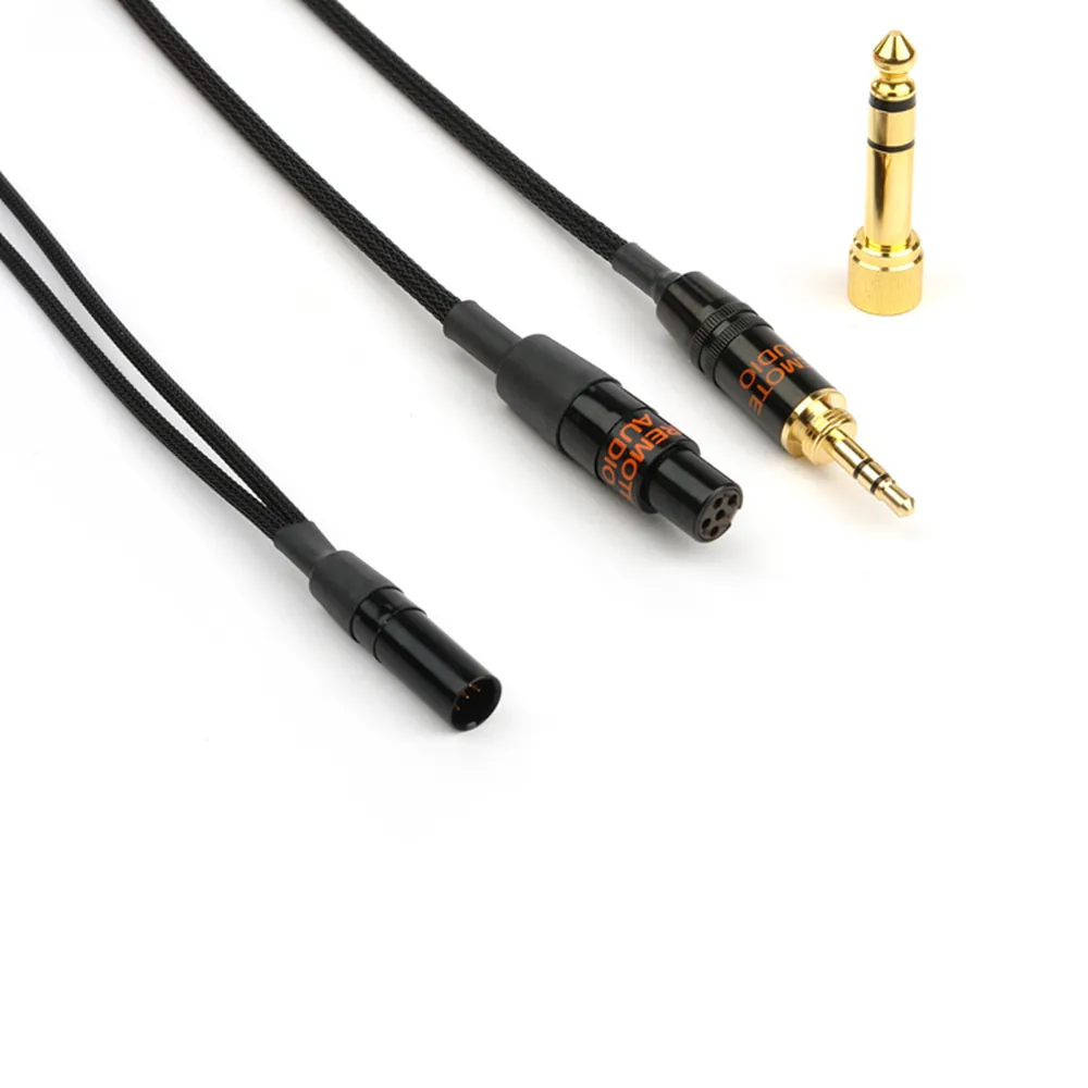Remote Audio HSADEBLEC Headset Breakout Cable for Lectrosonics: The TA5M, TA5F, and 3.5 mm plug with its 1/4 in adapter up close.